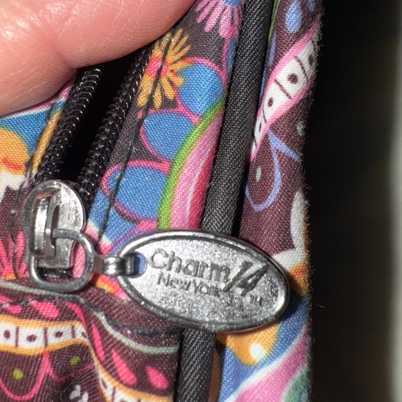 Charm 14 Colorful Paisley Crossbody Bag with clear pocket for phone - Picture 7 of 10